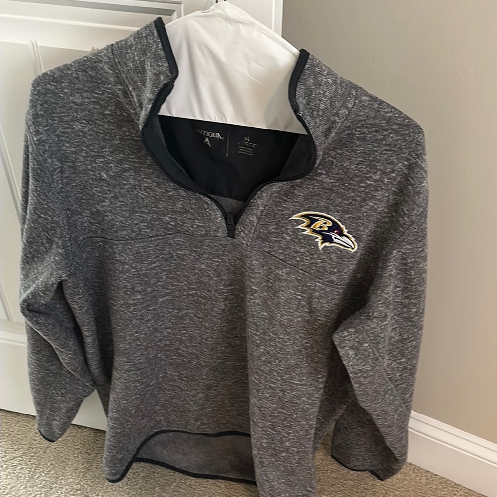 Men's Gray Baltimore Ravens Pullover Quarter-Zip Sweatshirt